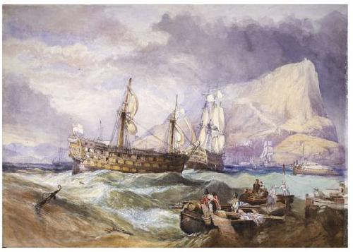 Clarkson Frederick Stanfield H.M.S 'Victory' towed into Gibraltar, Germany oil painting art